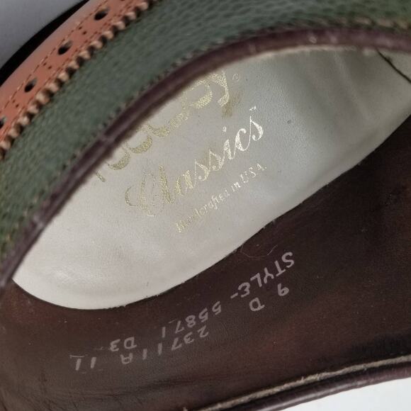 Footjoy  Vintage USA Leather Oxfords Wingtip Brogue Men Shoes Green Saddle   9 D main image 5